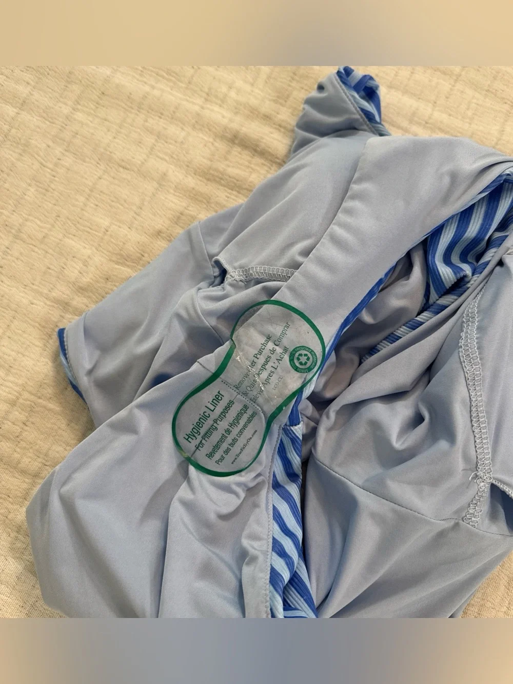 Dippin Daisys Blue Stripe One Piece Swimsuit Margo Belted V Neck NWT Coastal L